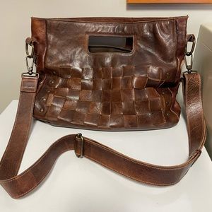 BED STU ORCHID STUDDED WOVEN SATCHEL BAG